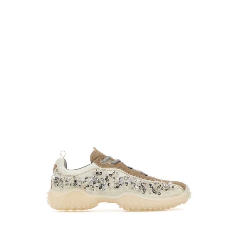 Miu Miu Women Ivory Suede And Tech Fabric Bubble Sneakers
